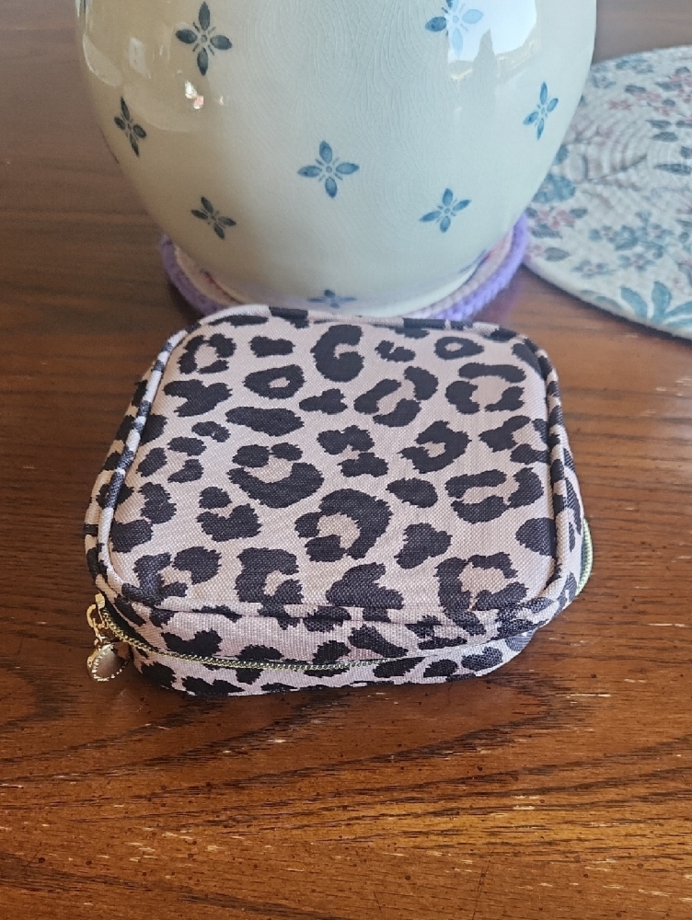Poppy & Peonies Pink and Black Leopard Print Jewelry Case - Picture 5 of 5